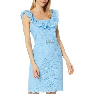 NWT Lilly Pulitzer Women’s Size 4 Frenchie Blue Kaleidoscope Eyelet Mini Dress